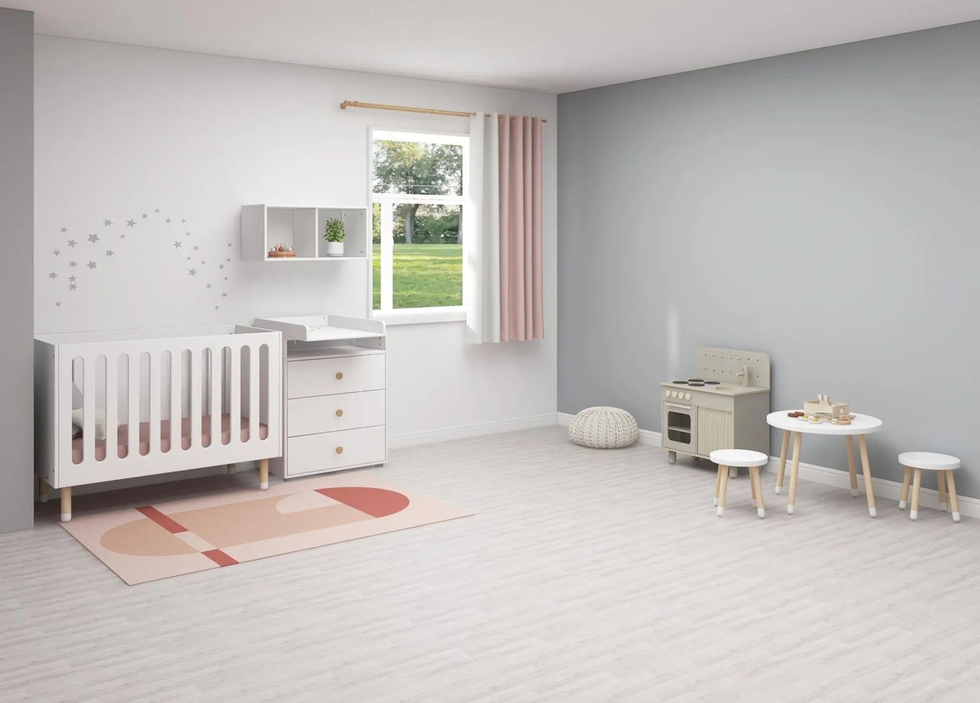 Outlet FLEXA Puslebord, 3 Skuffer White/Oak