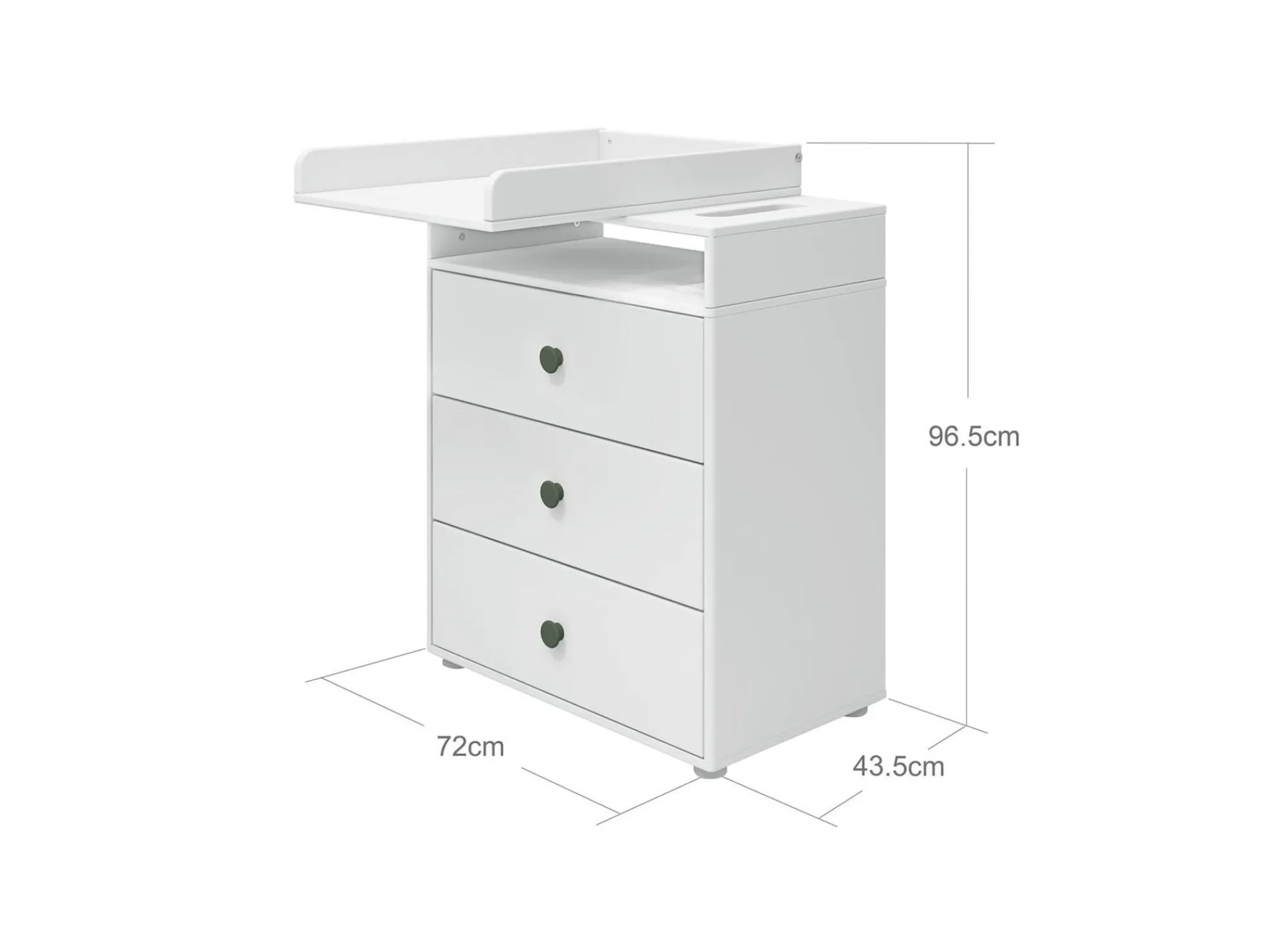 New FLEXA Puslebord, 3 Skuffer White/Deep Green