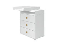 Outlet FLEXA Puslebord, 3 Skuffer White/Mustard