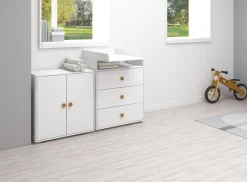 Outlet FLEXA Puslebord, 3 Skuffer White/Mustard
