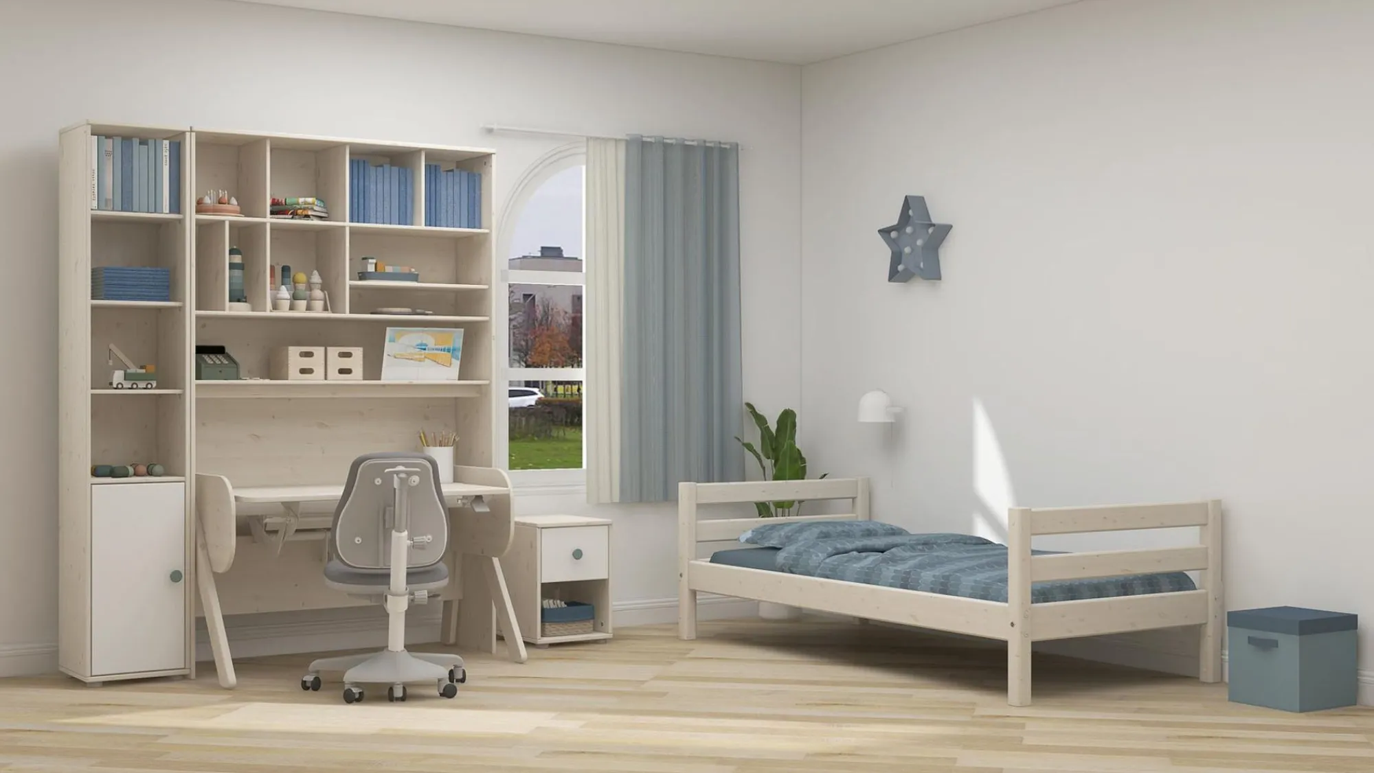 Best Sale FLEXA Reol Light Teal/White Washed Pine