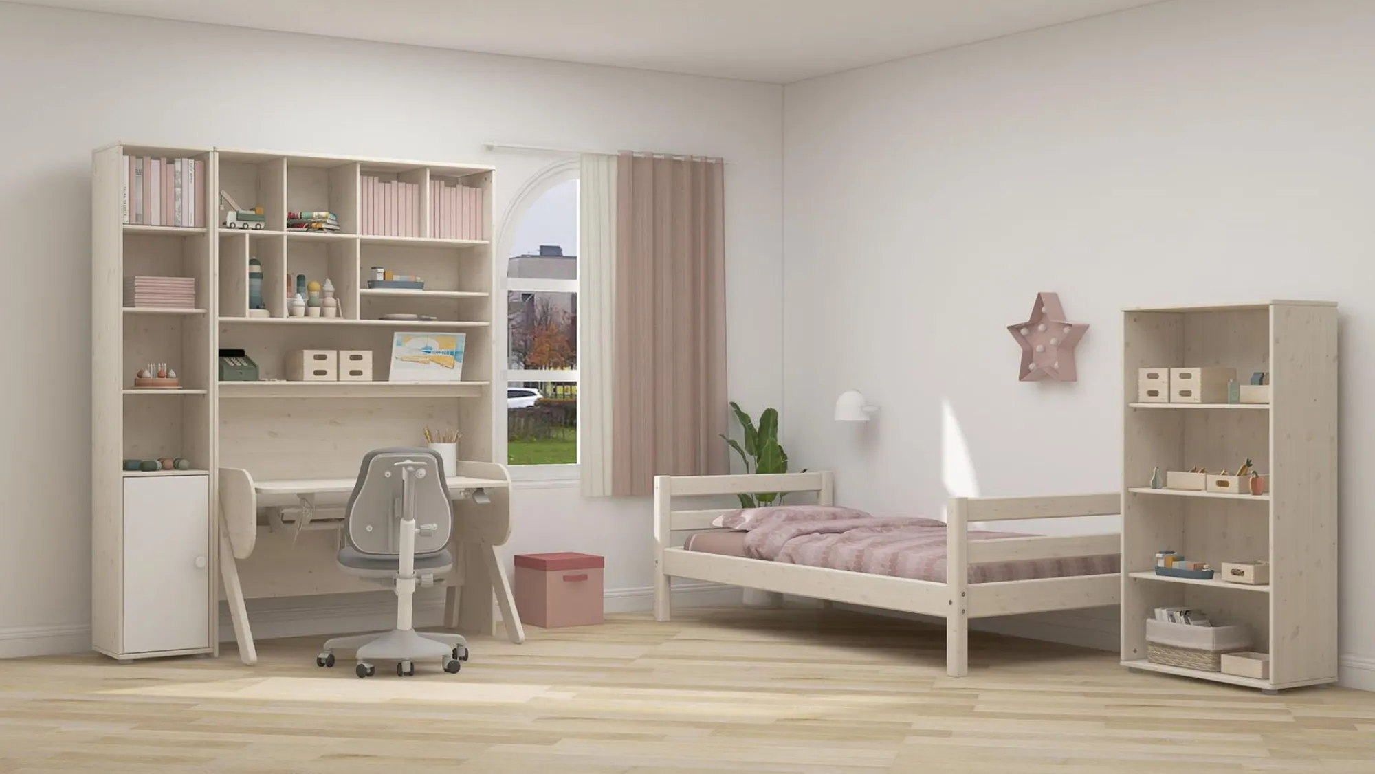 Best FLEXA Reol Med 3 Hylder White Washed Pine