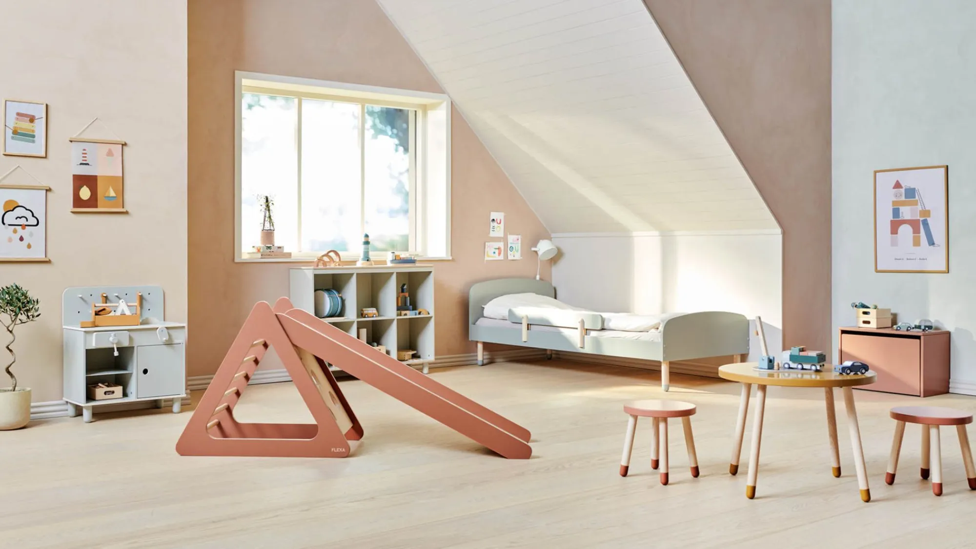 Online FLEXA Rutsjebane Til Legetarn Blush/Birch Plywood