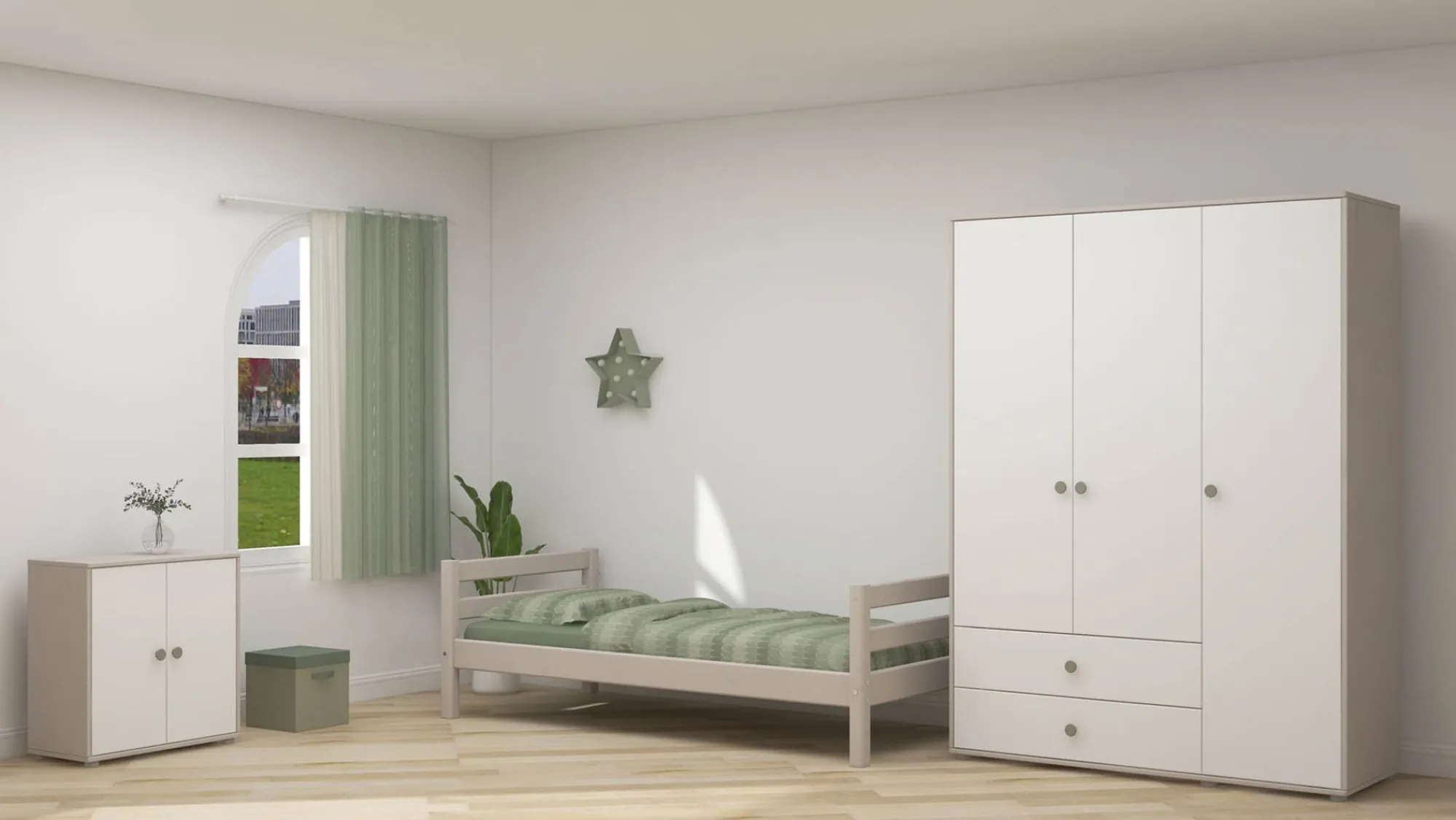 Best Sale FLEXA Skab Natural Green/Grey Washed Pine