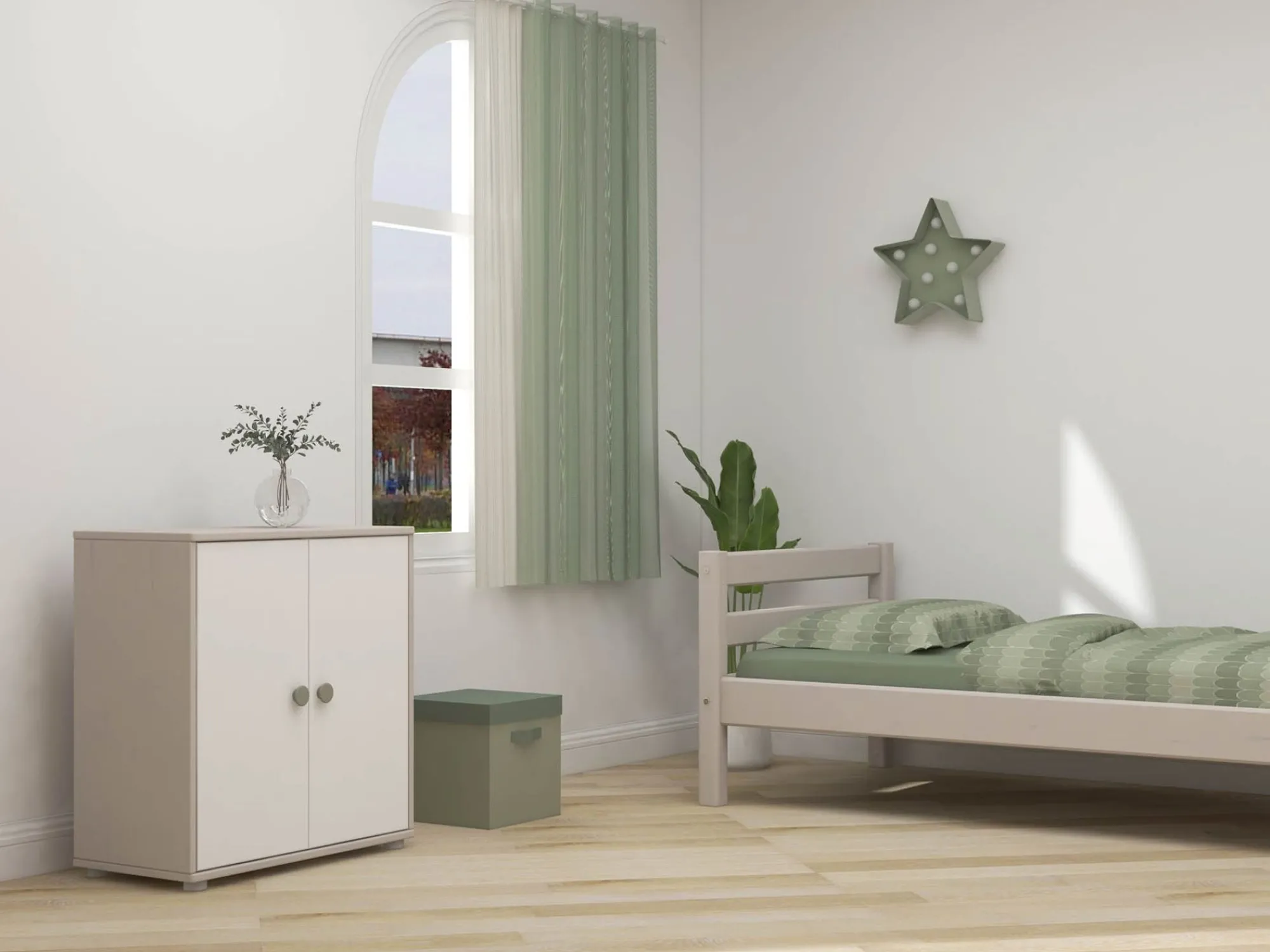Best Sale FLEXA Skab Natural Green/Grey Washed Pine