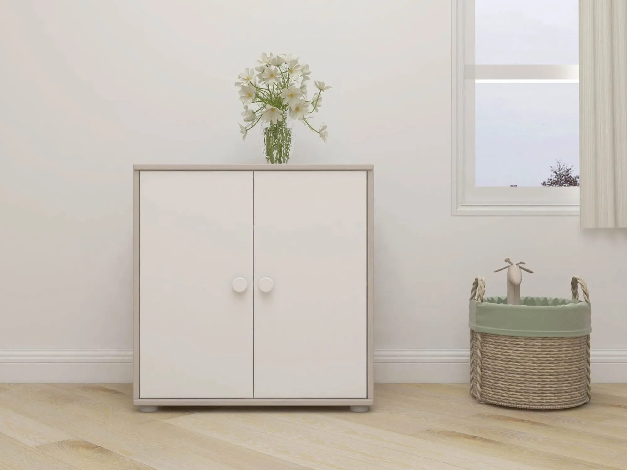 Outlet FLEXA Skab White/Grey Washed Pine