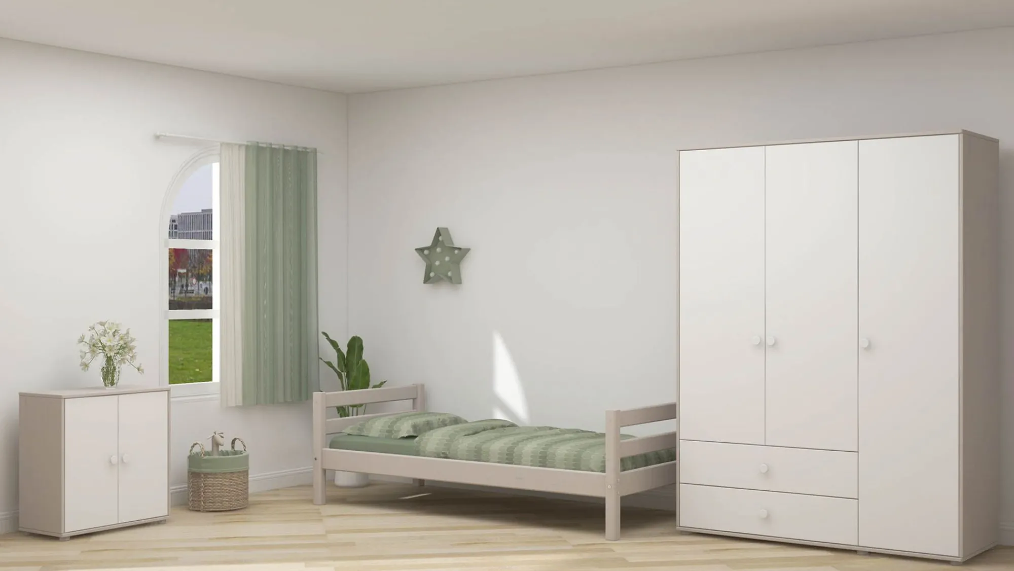 Outlet FLEXA Skab White/Grey Washed Pine