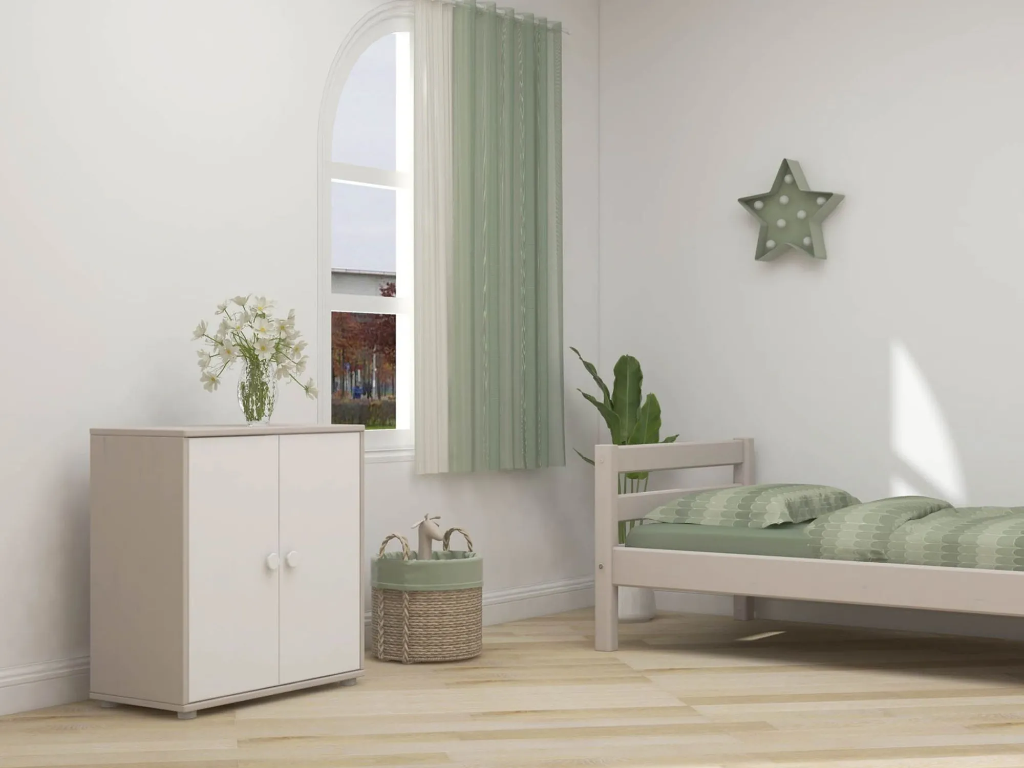 Outlet FLEXA Skab White/Grey Washed Pine