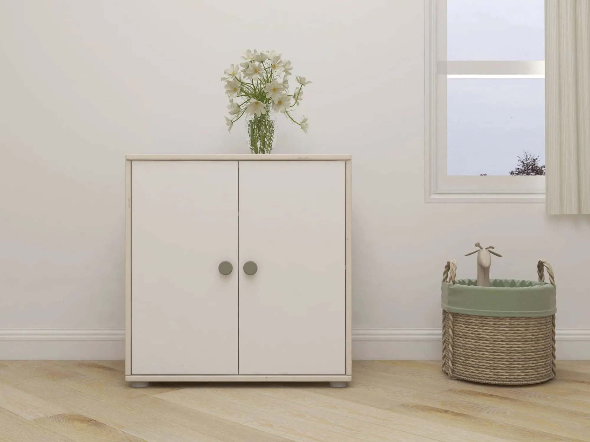 Discount FLEXA Skab Natural Green/White Washed Pine