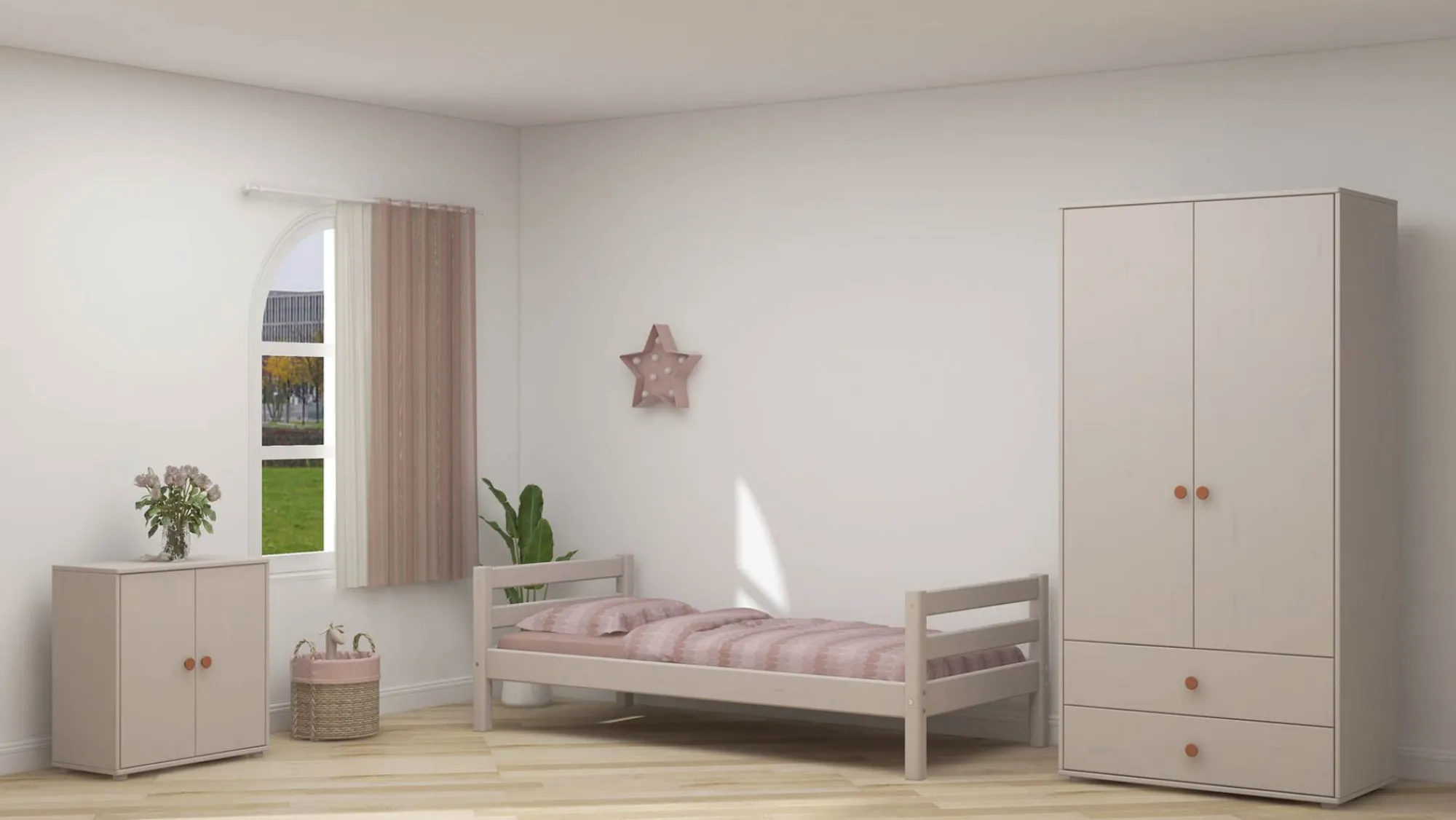 Hot FLEXA Skab Light Blush/Grey Washed Pine