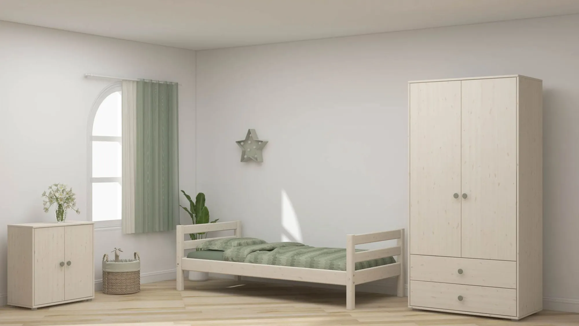 Cheap FLEXA Skab Natural Green/White Washed Pine