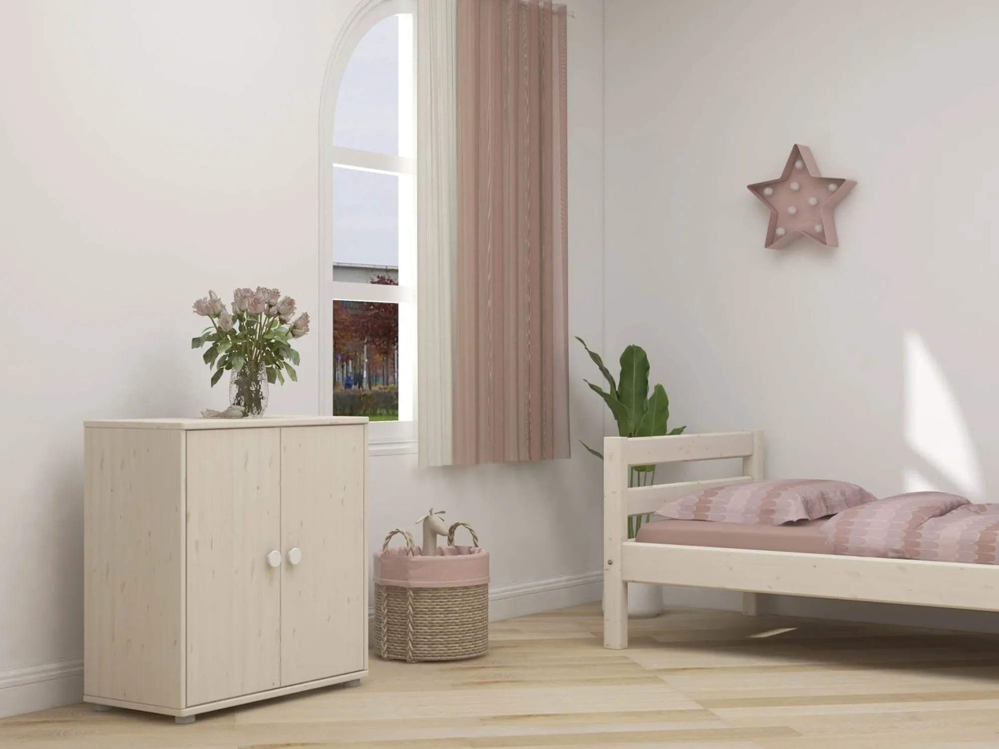 Online FLEXA Skab White/White Washed Pine