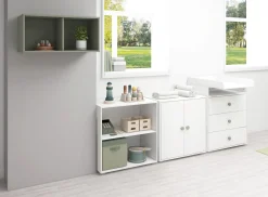New FLEXA Skab, 1 Hylde + 2 Lager White/Natural Green